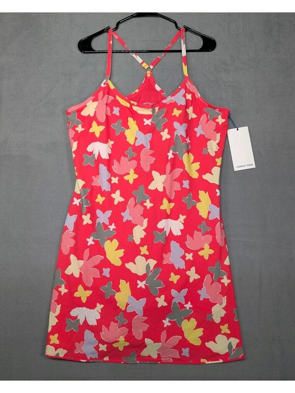 Outdoor Voices Womens XXL Pink Butterfly Exercise Dress Built In Shorts Athletic
